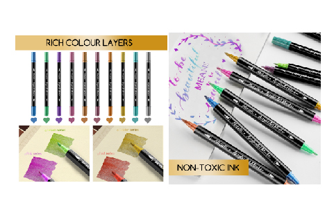 Sketching marker set with ergonomic design, matte black finish, displayed on wooden surface with natural lighting